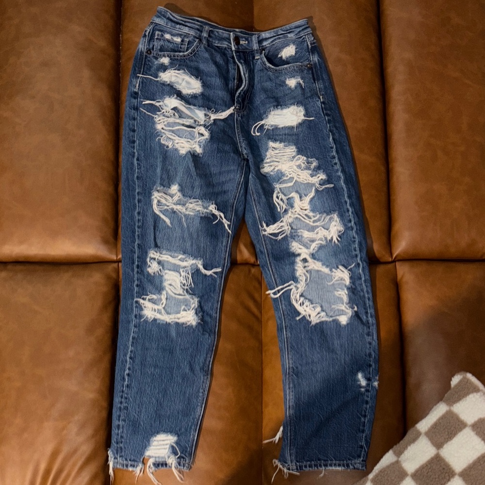 American Eagle Outfitters Ripped Blue Boyfriend Jeans